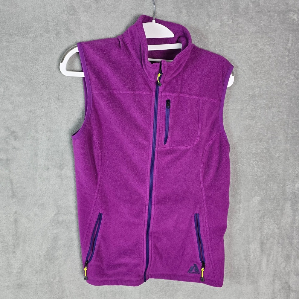 Eddie Bauer First Ascent Womens Medium Purple Fleece Vest Full Zip Magenta Mock